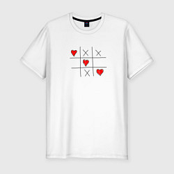 Мужская slim-футболка Любовь побеждает крестики нолики