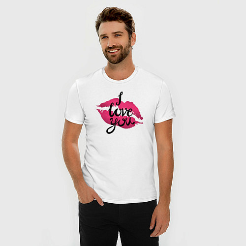 Мужская slim-футболка I love you / Белый – фото 3