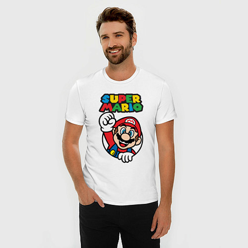 Мужская slim-футболка Mario / Белый – фото 3