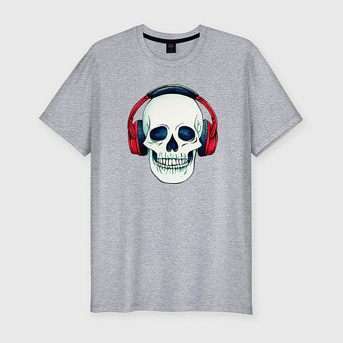 Мужская slim-футболка Skull Music / Меланж – фото 1
