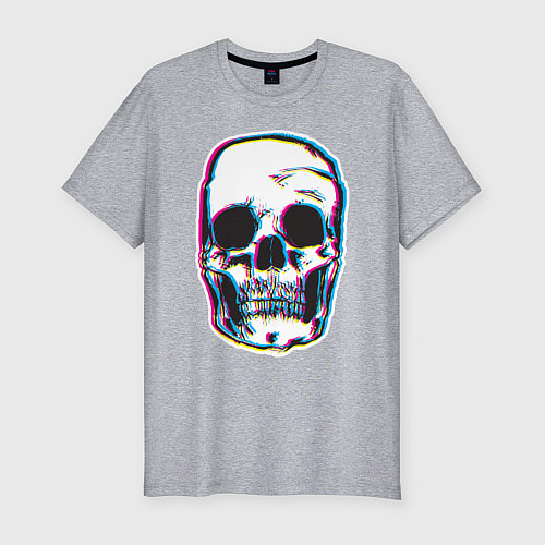 Мужская slim-футболка Glitch Skull / Меланж – фото 1