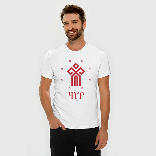 Мужская slim-футболка Символ Чура / Белый – фото 3