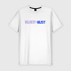 Футболка slim-fit Valheim круче Rust, цвет: белый