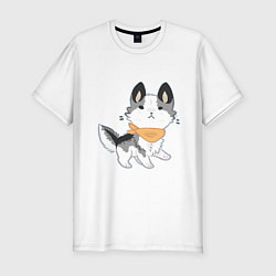 Мужская slim-футболка Рисунок щенка хаски