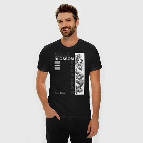 Мужская slim-футболка BLOSSOM / Черный – фото 3