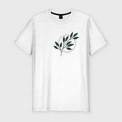 Футболка slim-fit Leaves, цвет: белый