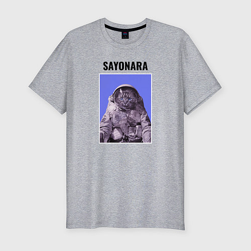 Мужская slim-футболка Котэ в космосе / Меланж – фото 1