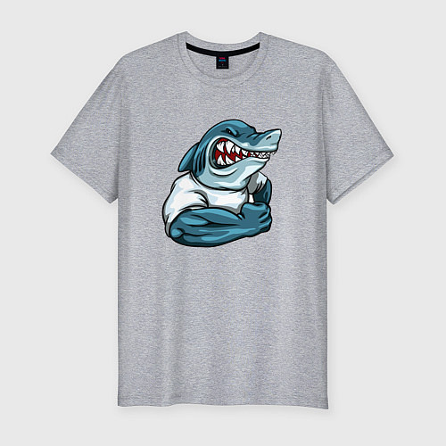 Мужская slim-футболка SHARK POWER / Меланж – фото 1