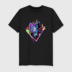 Футболка slim-fit Retrowave Neon Tiger, цвет: черный