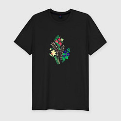 Мужская slim-футболка Разные цветы