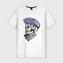 Футболка slim-fit Скелет в рубашке и кепке, цвет: белый