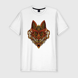 Футболка slim-fit Меха Лиса Steampunk Fox Z, цвет: белый