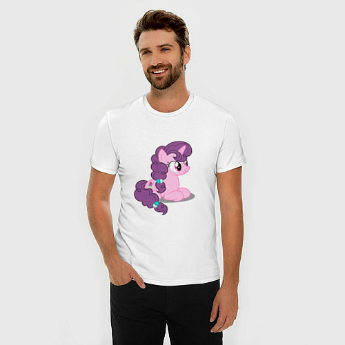 Мужская slim-футболка Pony Pink Mammal Purple - Litt / Белый – фото 3