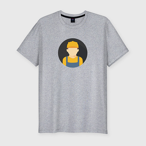Мужская slim-футболка Строитель / Меланж – фото 1