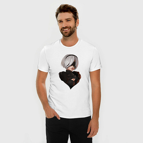 Мужская slim-футболка Nier Automata / Белый – фото 3