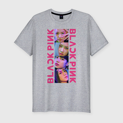 Мужская slim-футболка BLACKPINK Neon / Меланж – фото 1