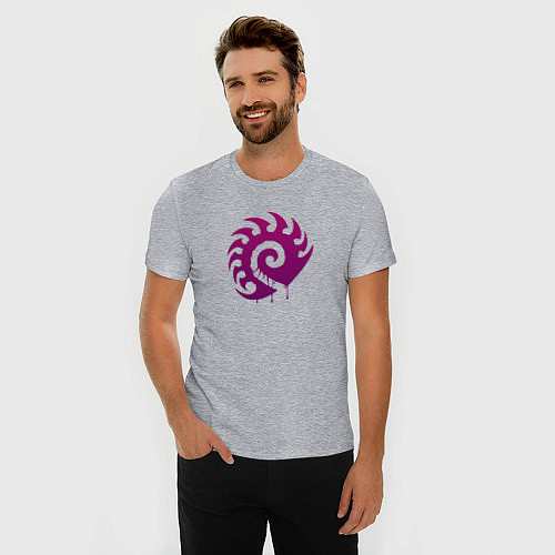 Мужская slim-футболка Zerg logo Purple / Меланж – фото 3