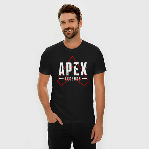 Мужская slim-футболка APEX LEGENDS LOGO / Черный – фото 3