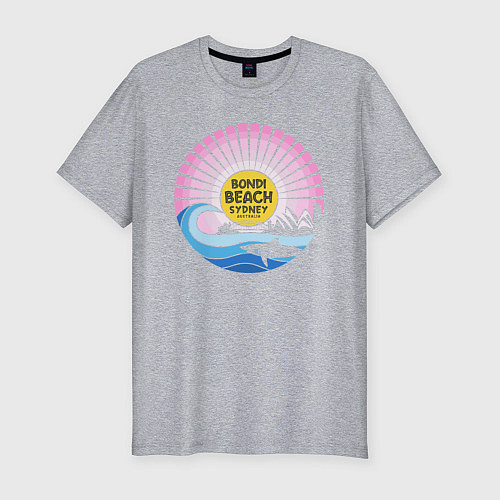 Мужская slim-футболка Bondi Beach Sydney / Меланж – фото 1