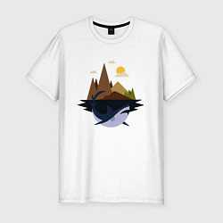 Футболка slim-fit Abstract Geometry Shark Island, цвет: белый