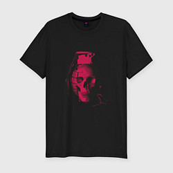 Футболка slim-fit Ручная граната Череп, цвет: черный