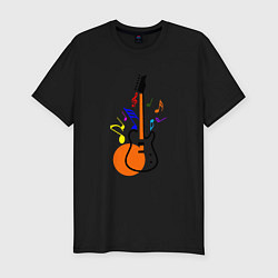 Футболка slim-fit Цветная гитара, цвет: черный