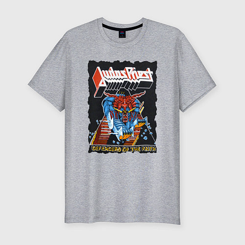 Мужская slim-футболка Judas Priest FIGHT / Меланж – фото 1