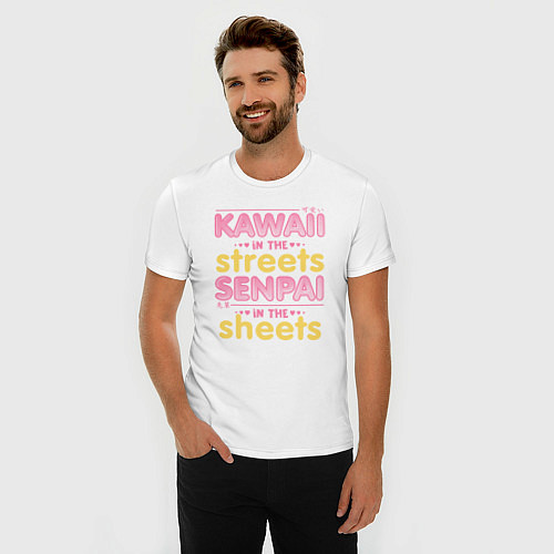 Мужская slim-футболка Kawaii in the streets / Белый – фото 3