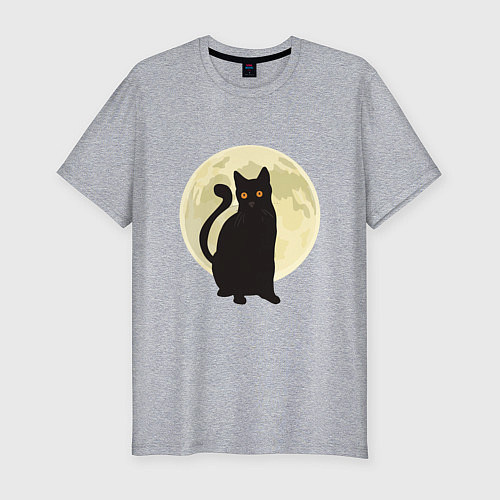 Мужская slim-футболка Moon Cat / Меланж – фото 1