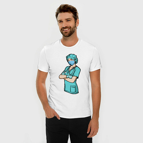 Мужская slim-футболка Медсестра Медработник Z / Белый – фото 3