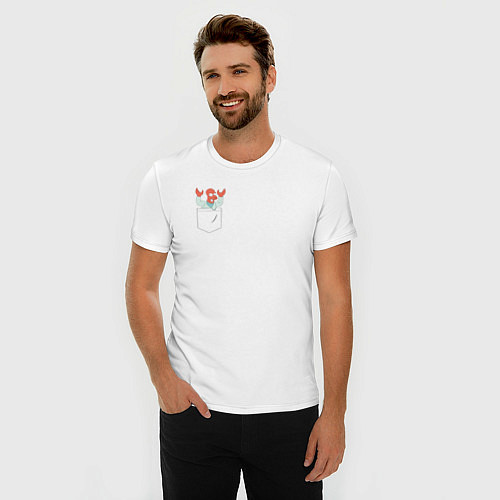 Мужская slim-футболка Zoidberg карман / Белый – фото 3