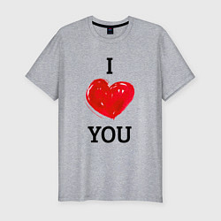 Футболка slim-fit I LOVE YOU HEART Z, цвет: меланж