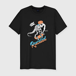 Футболка slim-fit Динозавр на скейте, цвет: черный