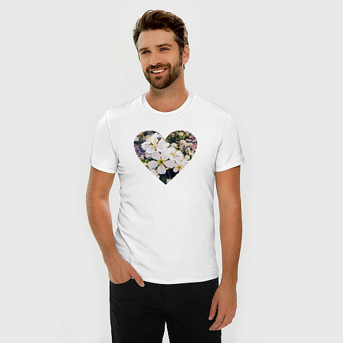 Мужская slim-футболка Spring heart / Белый – фото 3
