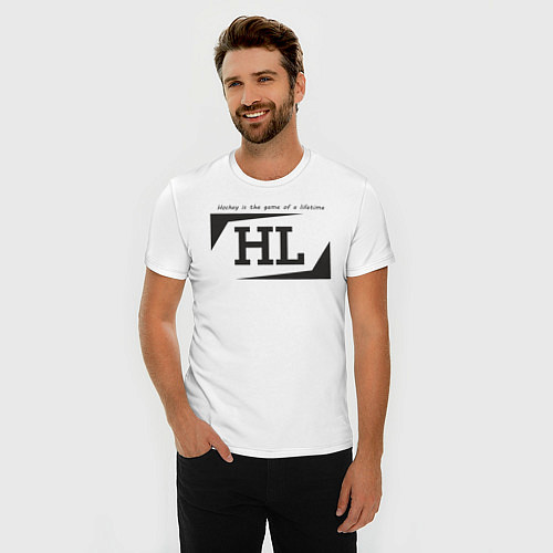 Мужская slim-футболка Hockey life HL logo / Белый – фото 3