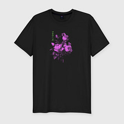 Футболка slim-fit Purple flowers, цвет: черный