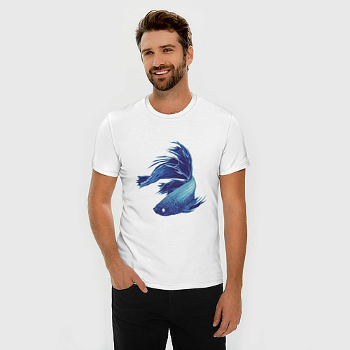 Мужская slim-футболка Рыбка петушок / Белый – фото 3