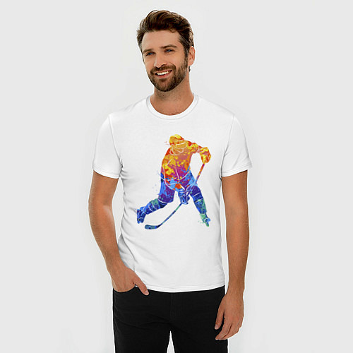 Мужская slim-футболка Хоккеист / Белый – фото 3