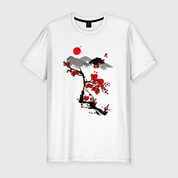 Мужская slim-футболка Рисунок Сакура