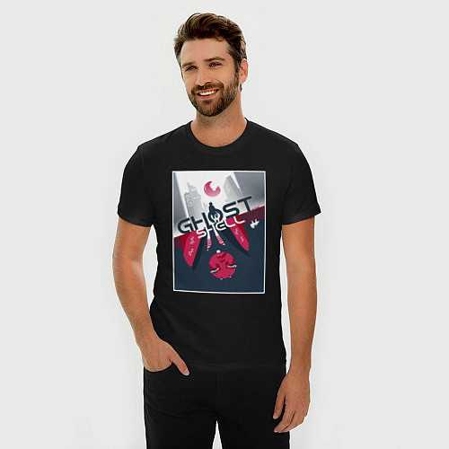 Мужская slim-футболка Призрак в доспехах Луна / Черный – фото 3