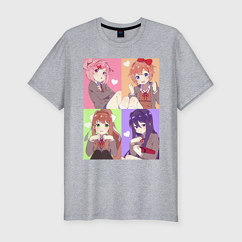 Мужская slim-футболка Girls Doki Doki коллаж / Меланж – фото 1
