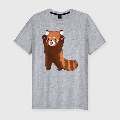 Мужская slim-футболка Нападение милой панды / Меланж – фото 1