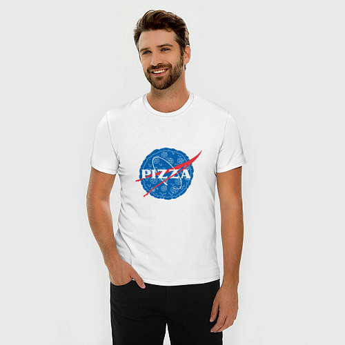 Мужская slim-футболка NASA Pizza / Белый – фото 3