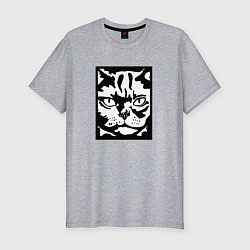 Футболка slim-fit Cat Obey - Кот Подчиняйся, цвет: меланж