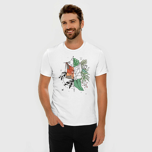 Мужская slim-футболка Geometry Fox / Белый – фото 3