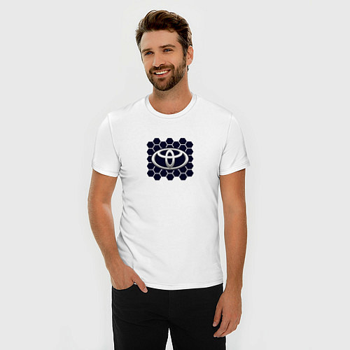 Мужская slim-футболка Toyota - Honeycomb / Белый – фото 3