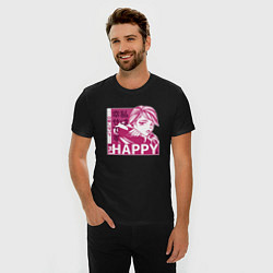 Футболка slim-fit Happy Sad Anime Girl Kanji, цвет: черный — фото 2