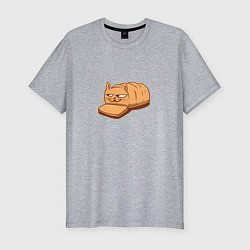 Футболка slim-fit Кот хлеб - Bread Cat, цвет: меланж