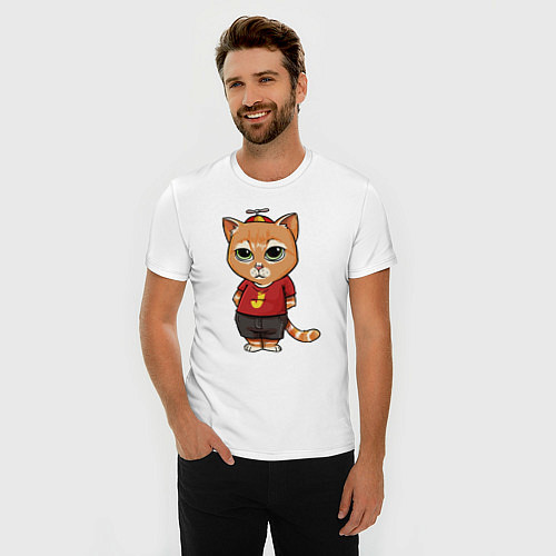 Мужская slim-футболка Street cat / Белый – фото 3