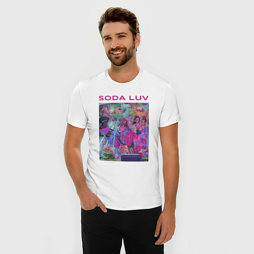 Мужская slim-футболка SODA LUV / Белый – фото 3